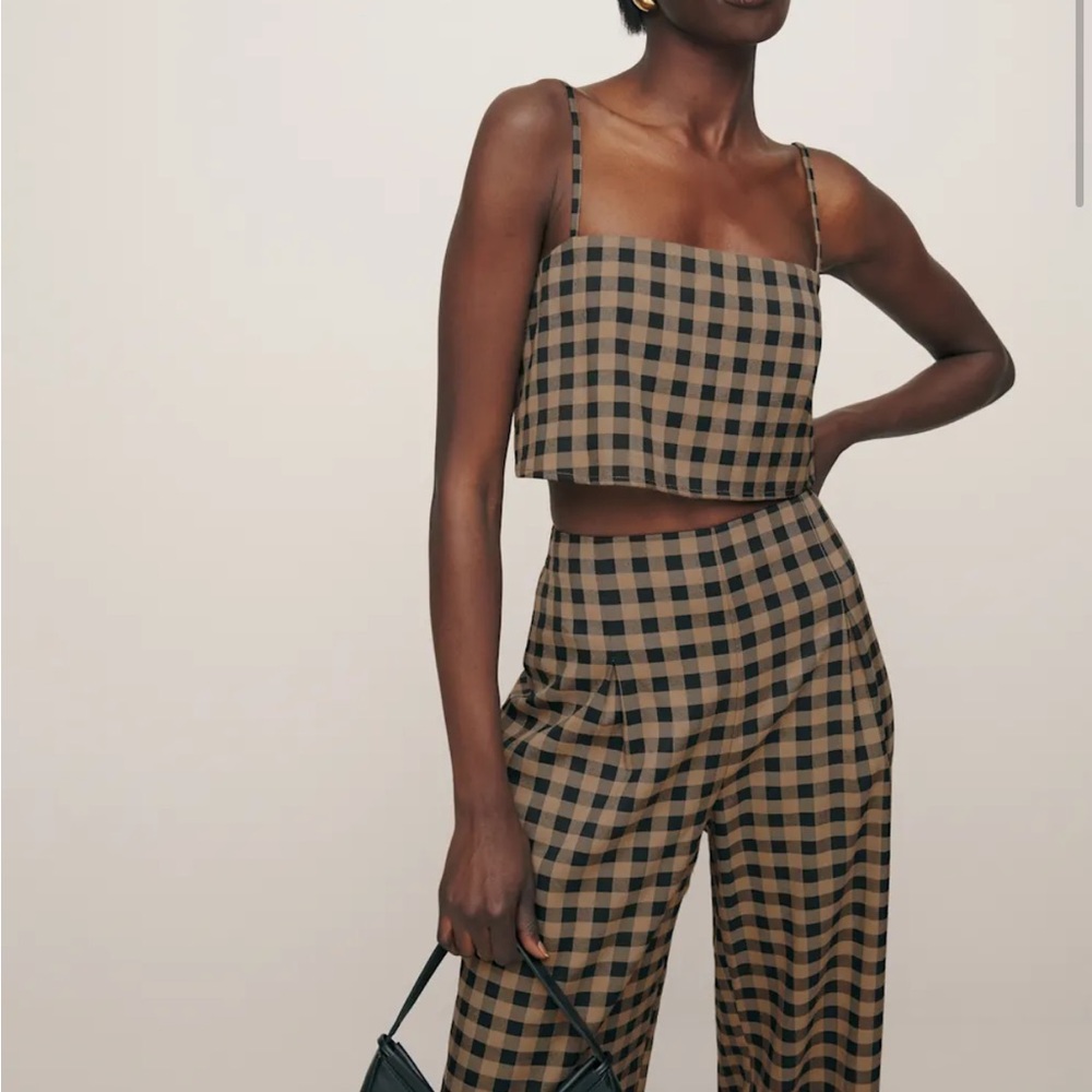 Reformation Cleo Two Piece Set in Brown Plaid